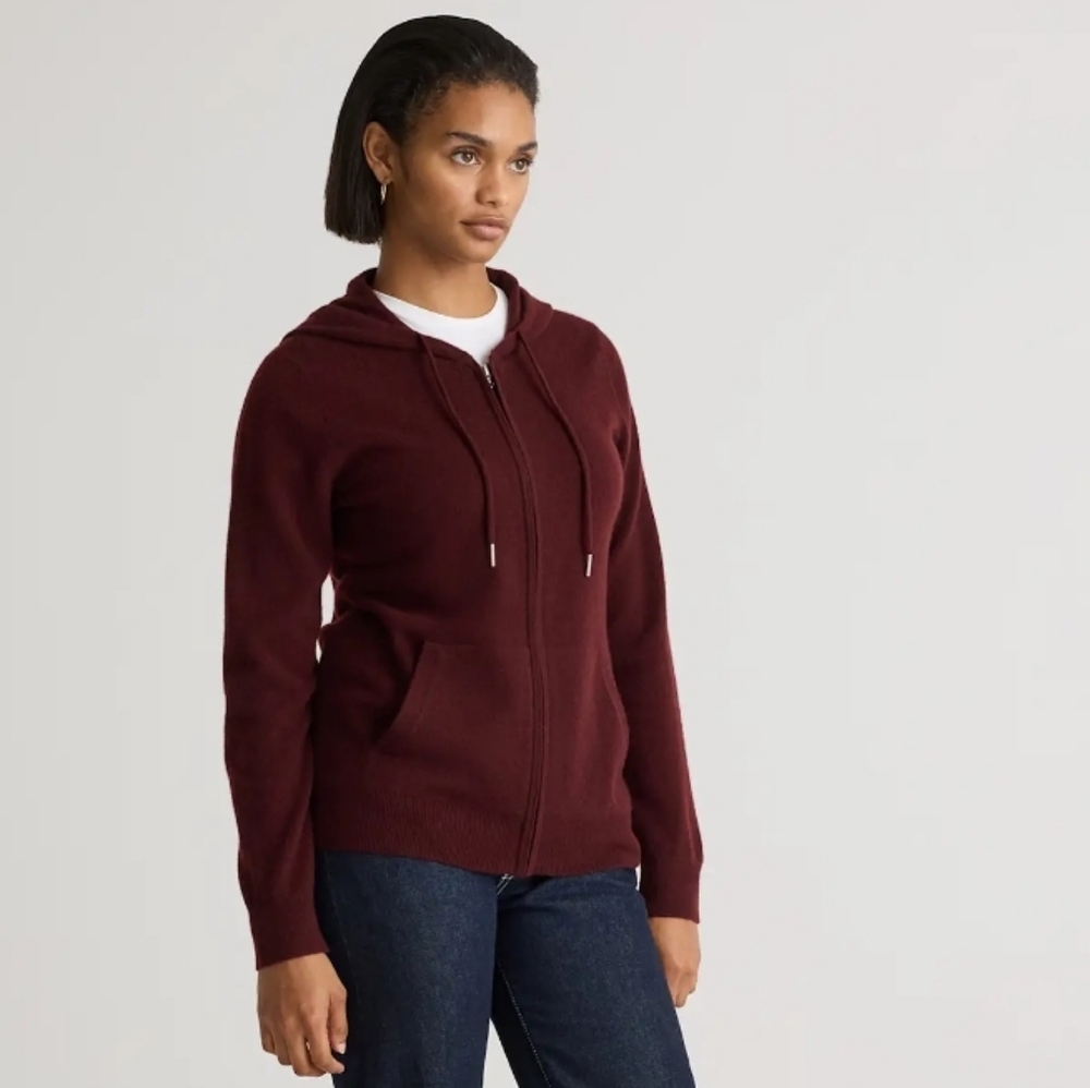 Quince Mongolian Cashmere Full-zip hoodie - rich burgandy - Picture 3 of 12